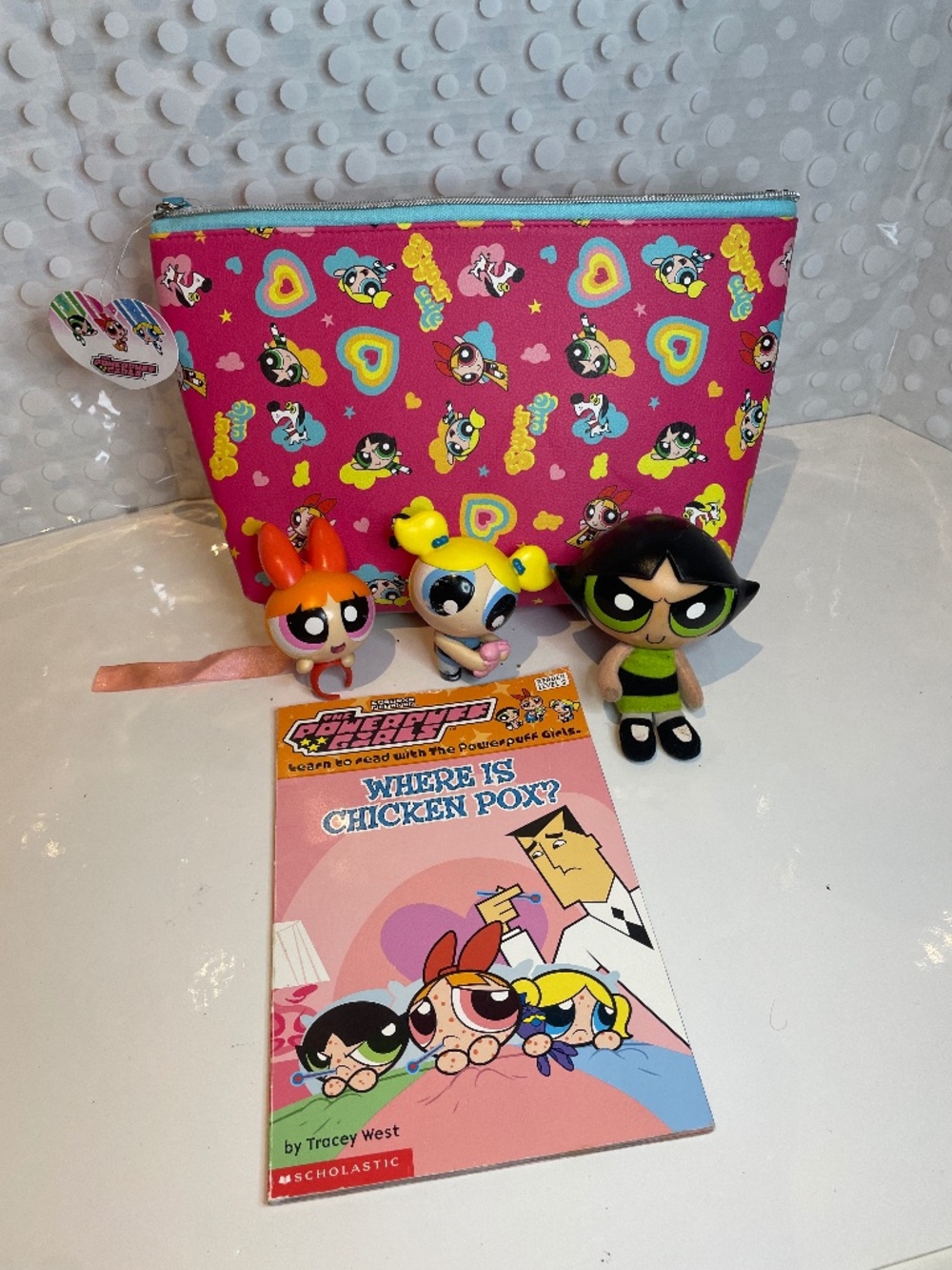 Brand New Power Puff Girls ⚡️🌩️Tote with vintage figures & book